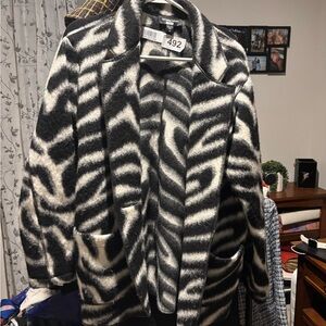 Fifteen Twenty Monochrome Zebra Print Teddy Jacket